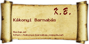 Kákonyi Barnabás névjegykártya